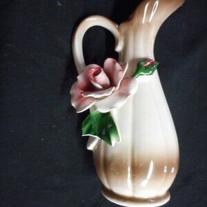Smaller PITCHER WITH  CERAMIC FLOWER